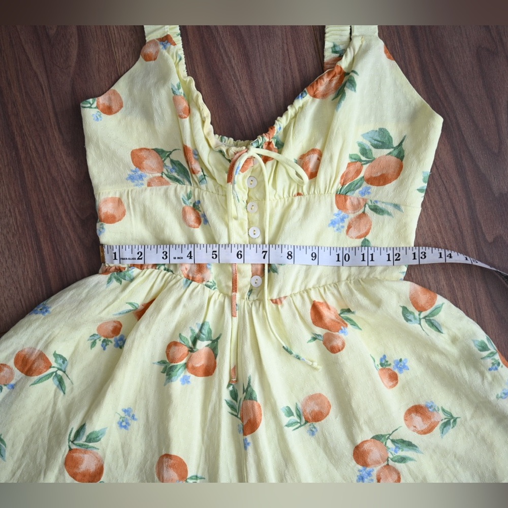 Butter Yellow Romper Size XS Sadie & Sage Orange Blossom Fruit Cottagecore NWOT - Picture 12 of 16